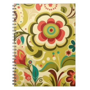 Cuaderno Diseño retro vintage de luz floral verde