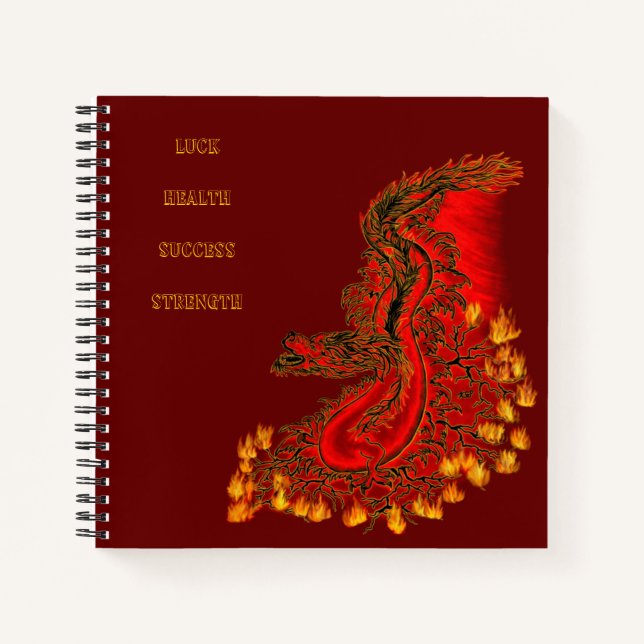 Cuaderno Diseño rojo y dorado de China Dragon (Anverso)