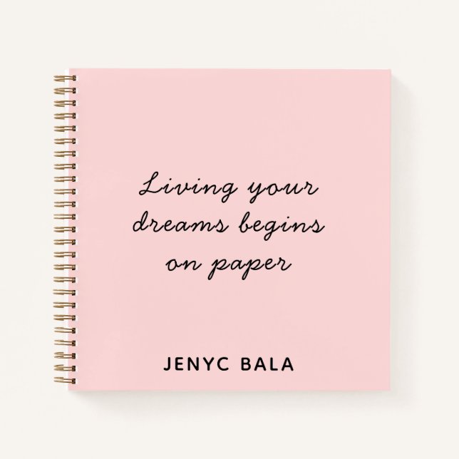 Cuaderno Diseño Rosa Rubor Viviendo Tus Sueños (Anverso)
