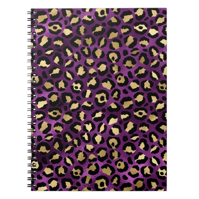 Cuaderno Diseño serie Leopardo morado y dorado 1 (Frente)