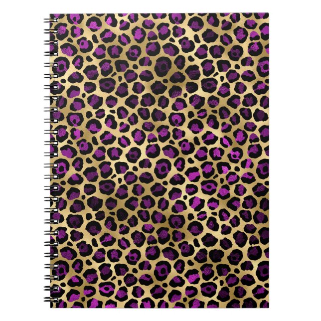 Cuaderno Diseño serie leopardo morado y dorado 4 (Frente)