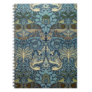 Cuaderno Diseño tejido de pavo real y dragón de William Mor