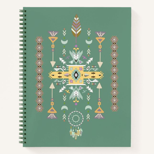 Cuaderno Diseño tribal amarillo y verde (Anverso)