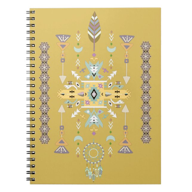 Cuaderno Diseño tribal amarillo y verde (Frente)