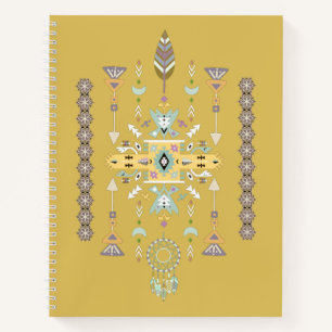 Cuaderno diseño tribal amarillo y verde