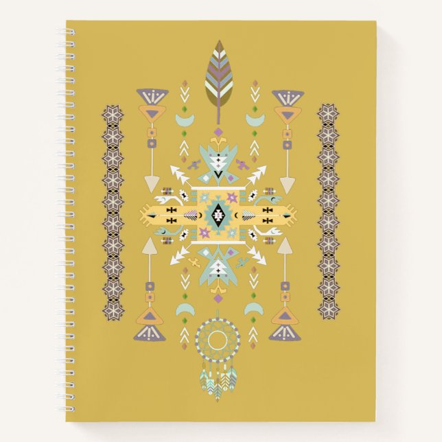Cuaderno Diseño tribal amarillo y verde (Anverso)
