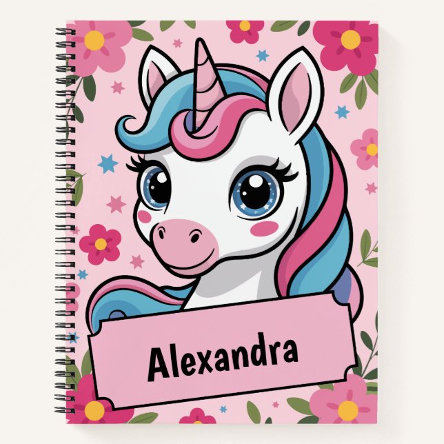 Cuaderno Diseño unicornio mágico y dulce personalizado Girl (Anverso)