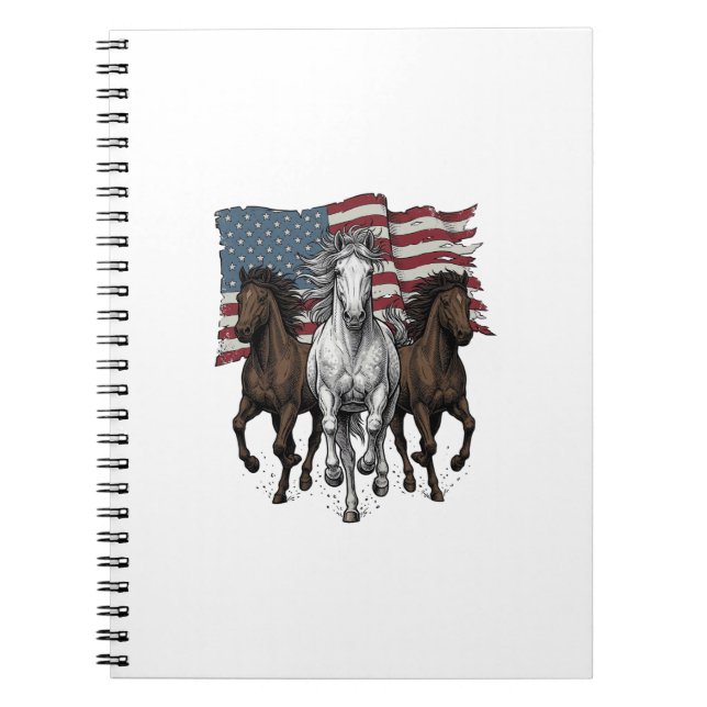 Cuaderno Diseño vectorial de caballos corriendo patrióticos (Frente)