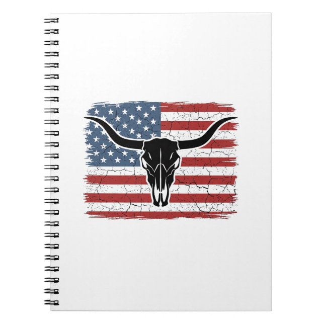 Cuaderno Diseño vectorial de calavera de Longhorn de bander (Frente)