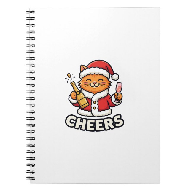 Cuaderno Diseño Vectorial de Gato de Navidad Feliz (Frente)