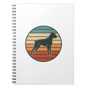 Cuaderno Diseño vectorial de grabado de perro boxer vintage