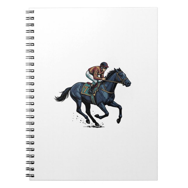 Cuaderno Diseño vectorial de jockey de carreras de caballos (Frente)
