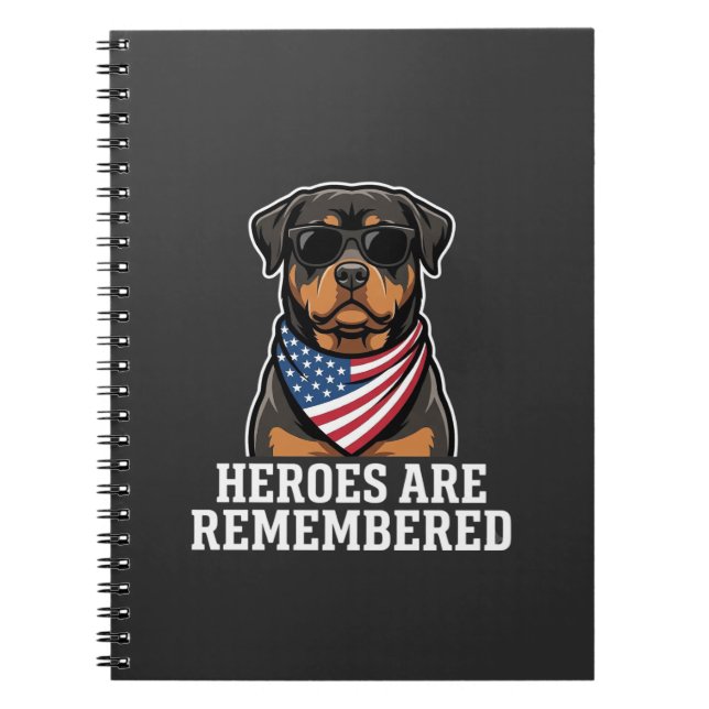 Cuaderno Diseño vectorial de perro héroe Rottweiler patriót (Frente)