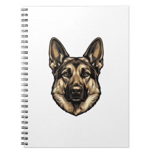 Cuaderno Diseño vectorial de perro pastor grabado vintage_1