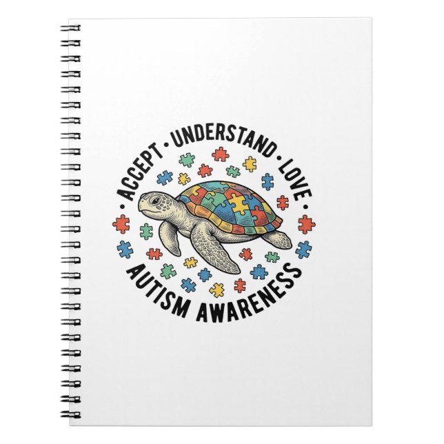 Cuaderno Diseño Vectorial de Rompecabezas de Tortuga para l (Frente)