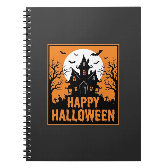 Cuaderno Diseño vectorial de silueta de casa embrujada de H (Frente)