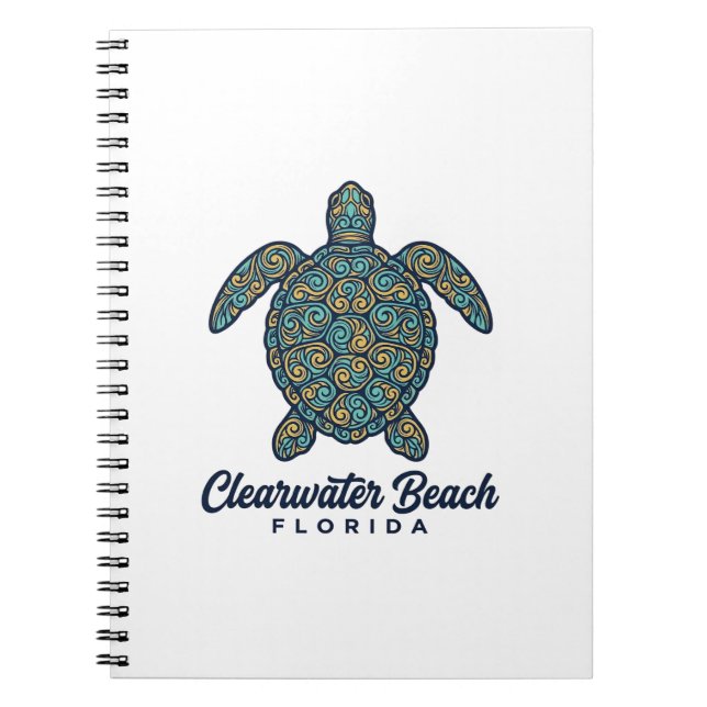 Cuaderno Diseño vectorial de tortuga marina de Clearwater B (Frente)