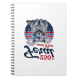 Cuaderno Diseño vectorial patriótico de mapache salvaje 250