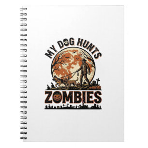 Cuaderno Diseño vectorial vintage de Halloween de perro caz