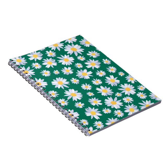 Cuaderno Diseño verde botánico de las flores de margarita b (Lado Derecho)