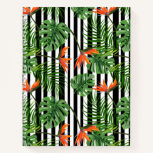 Cuaderno Diseño vibrante de hojas y flores tropicales