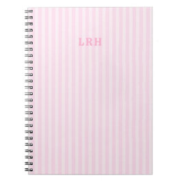 Cuaderno Diseño Vintage de Franja Rosa con 3 Iniciales Mono