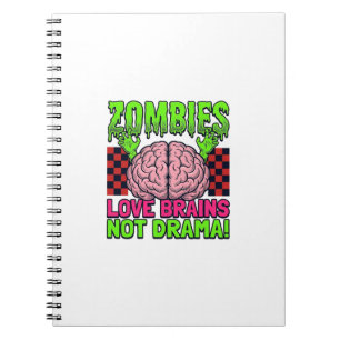 Cuaderno Diseño Vintage de Terror de Cerebros de Amor Zombi