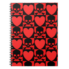 Cuaderno Diseños con cráneos y corazones de vuelta a la esc