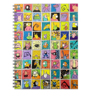 Cuaderno Diseños cuadrados de caras extrañas y raras de dib