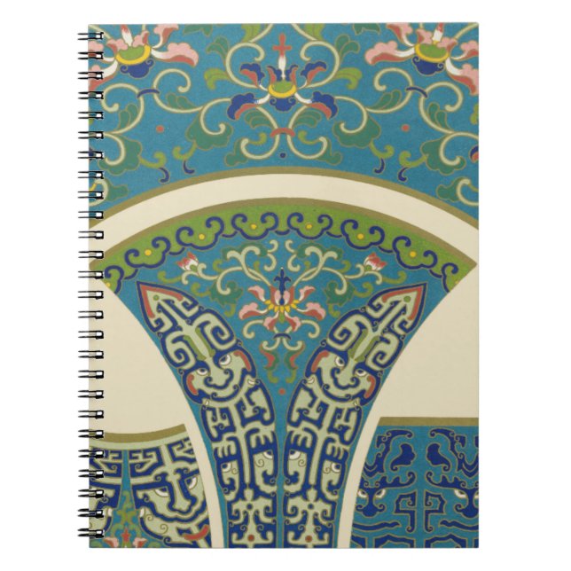 Cuaderno Diseños orientales azules con caras sonrientes (Frente)