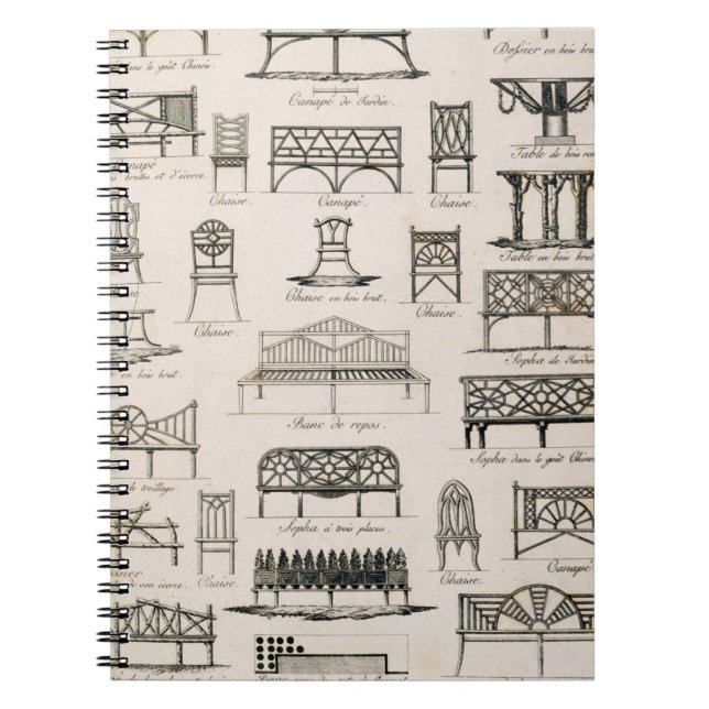 Cuaderno Diseños para los asientos de jardín, 'de un (Frente)