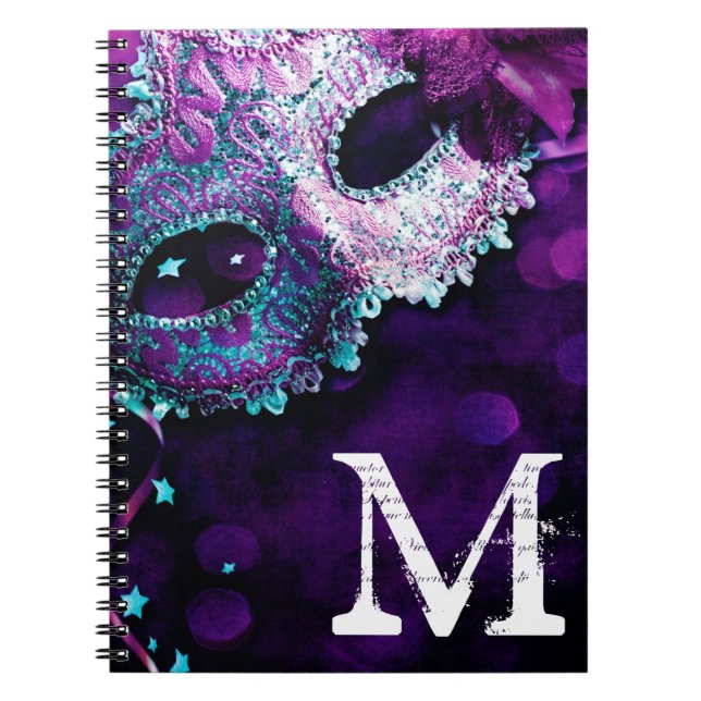 Cuaderno Disfraces de máscara de mascarada Monograma libro  (Frente)