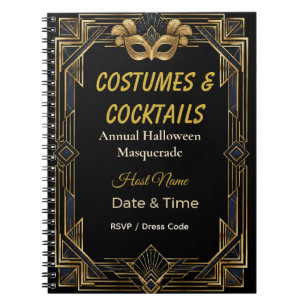 Cuaderno Disfraces Elegantes Art Déco y Mascarada de Cóctel