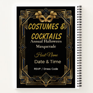 Cuaderno Disfraces y Cócteles Elegantes de Mascarada Art Dé
