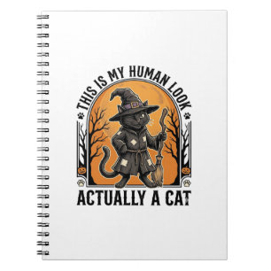 Cuaderno Disfraz de gato de Halloween divertido gato bruja