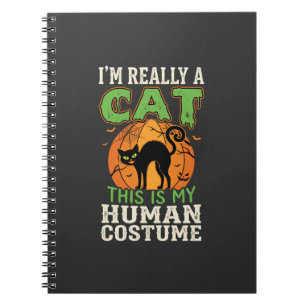 Cuaderno Disfraz De Gato Humano De Halloween Diseño Diverti