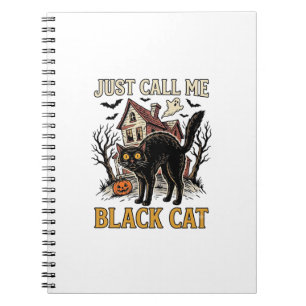 Cuaderno Disfraz de Gato Negro Casa Embrujada Divertido Cam