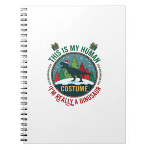 Cuaderno Disfraz De Humano Dinosaurio Navidad Gorro De Sant