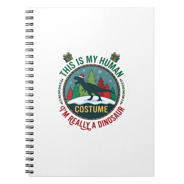 Cuaderno Disfraz De Humano Dinosaurio Navidad Gorro De Sant (Frente)