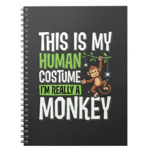 Cuaderno Disfraz de mono divertido vector de Halloween
