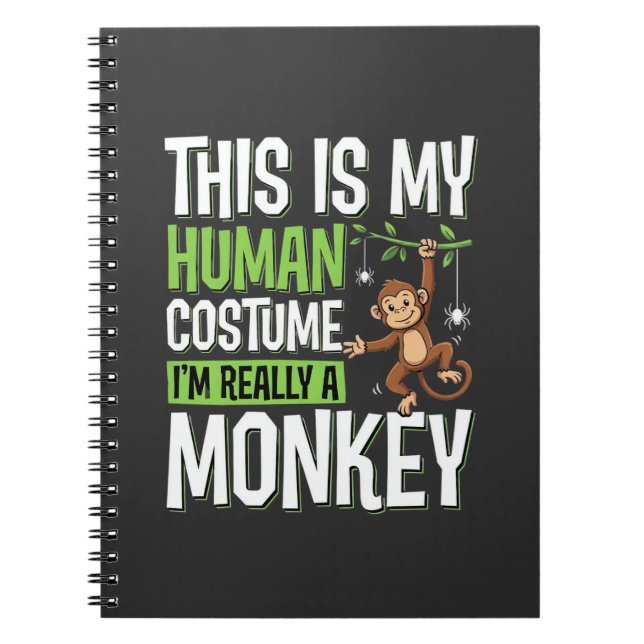 Cuaderno Disfraz de mono divertido vector de Halloween (Frente)