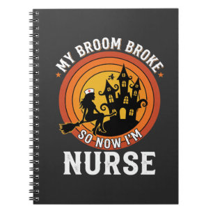 Cuaderno Disfraz gráfico divertido de enfermera bruja de Ha
