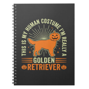 Cuaderno Disfraz humano vintage de Golden Retriever para Ha