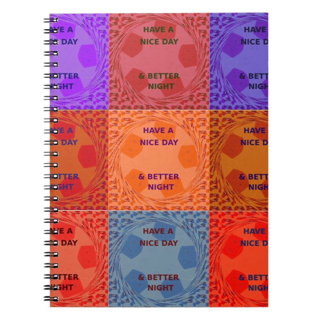 Cuaderno Disfruta de un buen día y mejor arte pop nocturno (Frente)