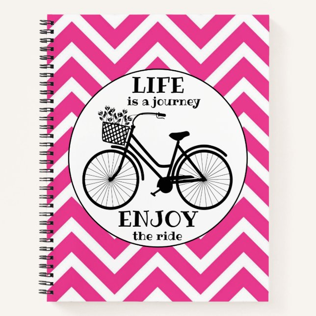 Cuaderno Disfruta Del Paseo | Bicicleta Con Flores Motivaci (Anverso)