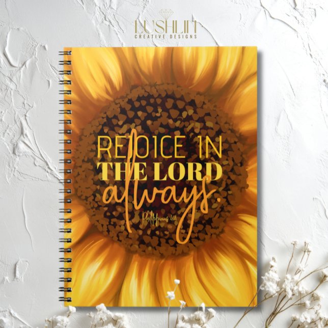 Cuaderno Disfruta en el Señor siempre Phil. 4:4 Girasol No (Subido por el creador)