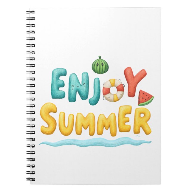 Cuaderno Disfrutar del Ilustracion de texto de verano (Frente)