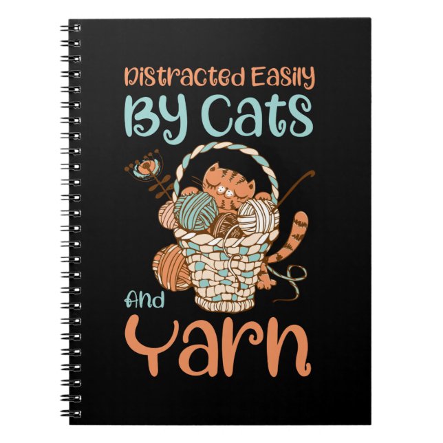 Cuaderno Distracción Fácil Por Gatos Y Yarn De Punto De Hil (Frente)