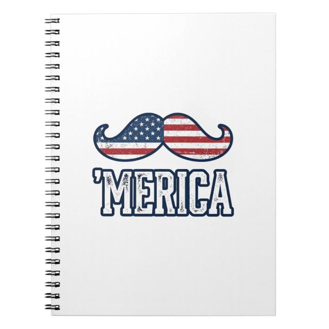 Cuaderno Distressed America Mustache Patriotic Vector Desig (Frente)