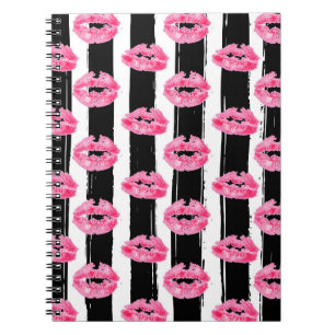 Cuaderno Distribuidor de labiales Labios rosados beso Rayas